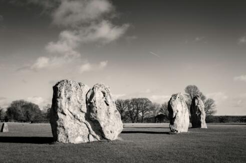 Standing stones at Avebury, on a bright Winter's day, Wiltshire, Uk