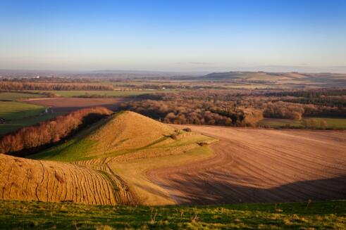 Looking out from Cley Hill across Warminster, Wiltshire